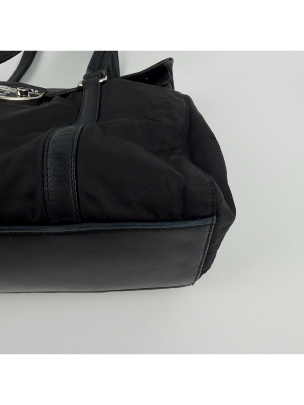 Prada Pocono Tote Black Nylon Leather Vintage - Picture 9 of 15